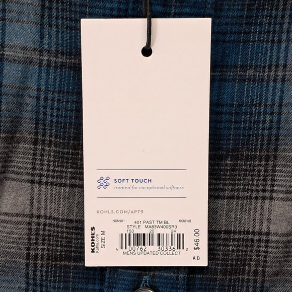 Apt.9 Men's Button Down Shirt Soft Touch Flannel Blue Medium - Picture 5 of 13